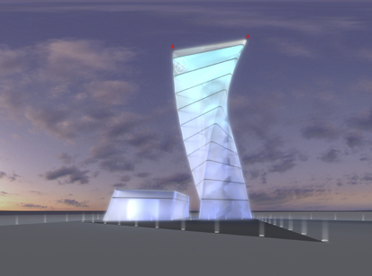 The special thing about the BBI Infotower is its unusual and rather striking design. 