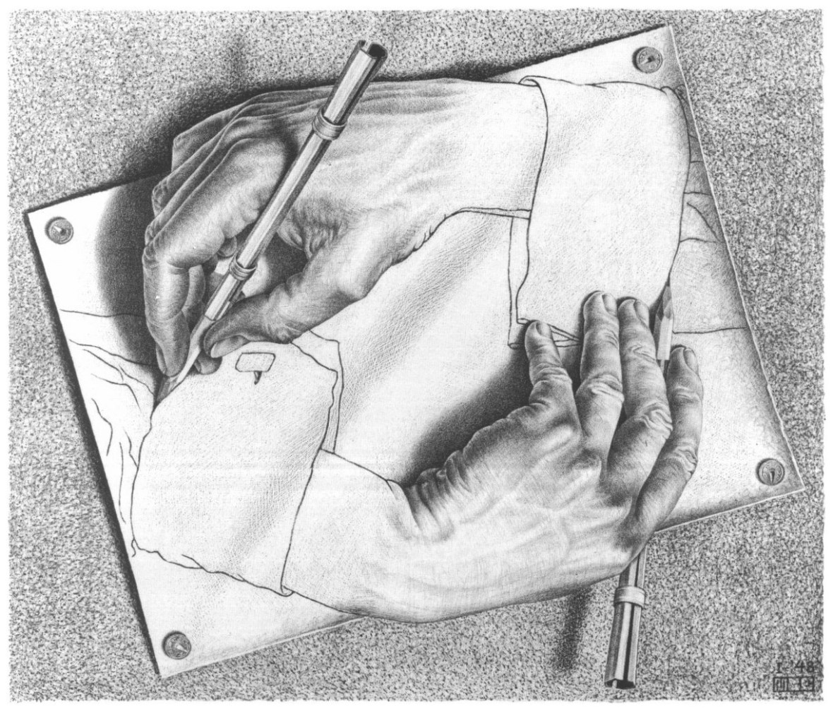 Drawing hands, Echer